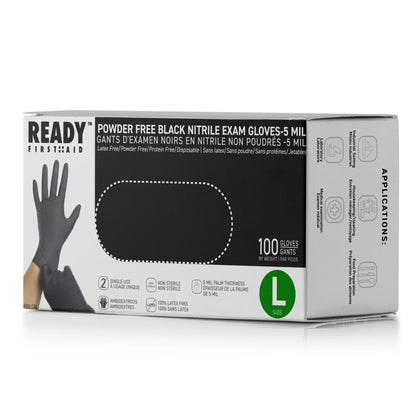Black Nitrile Gloves (L), Box Of 100 Pieces, 5.0 Mil - Ready First Aid™