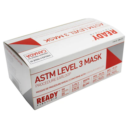 Surgical Face Mask, ASTM Level 3, 3-PLY (Box Of 50) - Ready First Aid™ (Made In Canada)